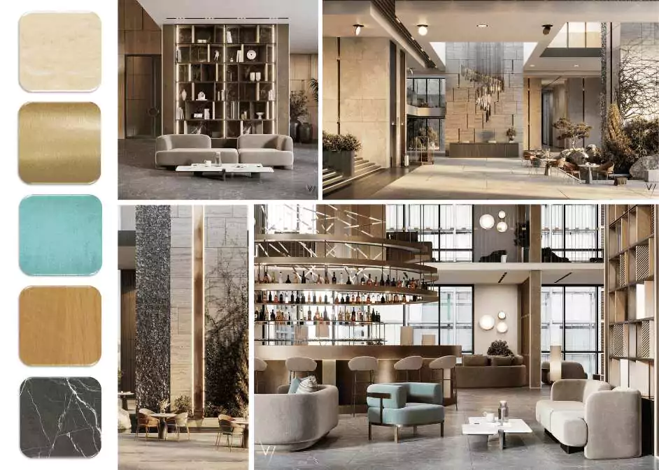 a-collage-of-lobby-designs-and-color-schemes