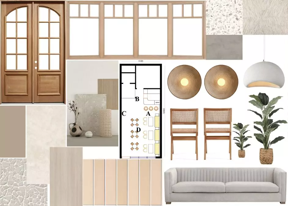 a-collage-of-scandinavian-bakery-interiors-and-blueprint