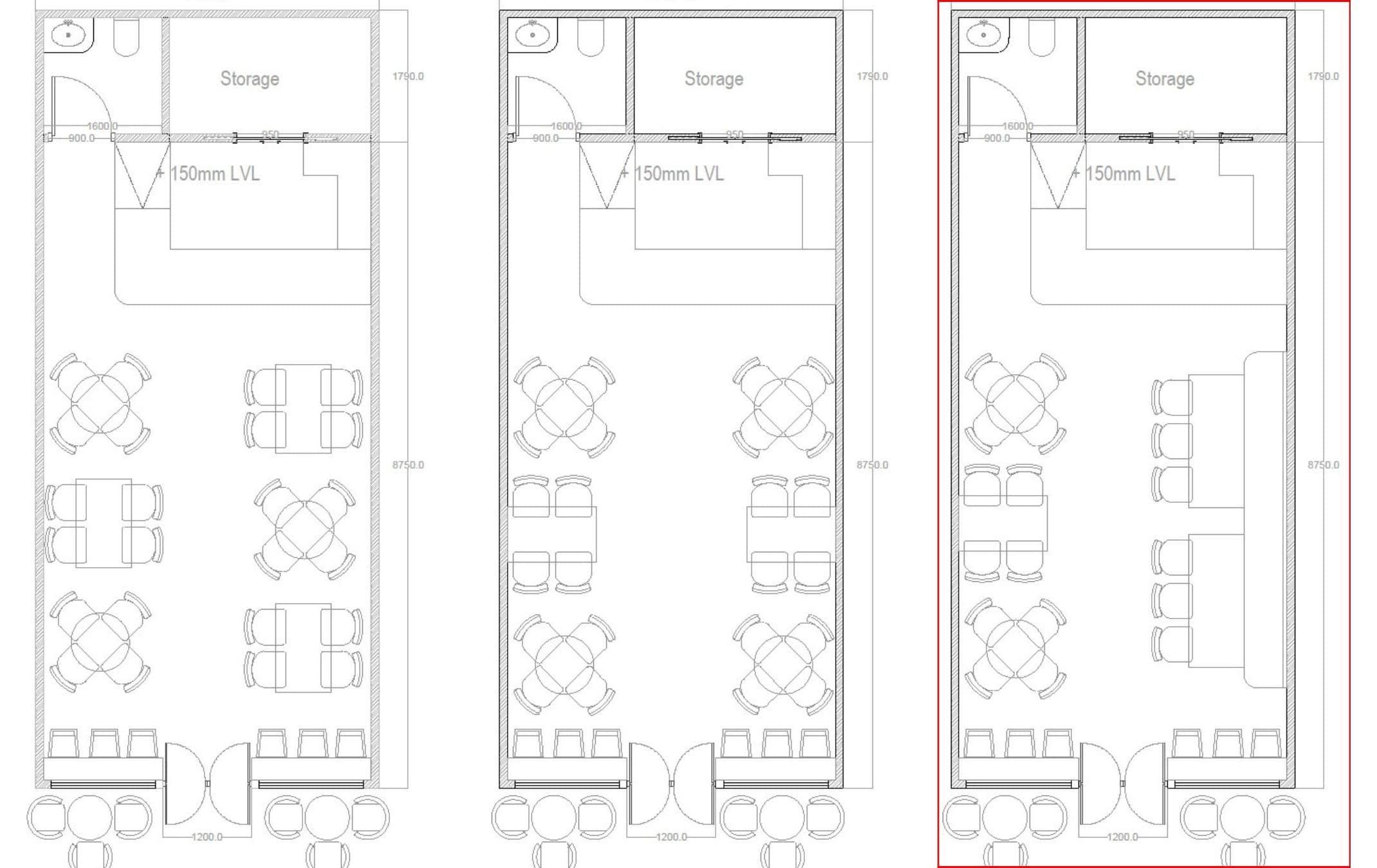 Modern Greenleaf Cafe in Notting Hill floor plan layout with seating arrangements.
