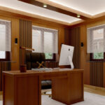 Thumbnail of http://Distinguished%20traditional%20study%20with%20ornate%20mahogany%20office%20desk%20featuring%20decorative%20carved%20elements,%20tufted%20black%20leather%20office%20chair%20with%20classic%20upholstery,%20slatted%20wood%20wall%20panels%20with%20vertical%20orientation%20creating%20refined%20atmosphere,%20heritage%20wooden%20cabinets%20with%20traditional%20joinery%20for%20organized%20storage,%20wooden%20bookshelf%20units%20with%20shelving%20for%20books%20and%20objects,%20classic%20recessed%20lighting%20fixtures%20in%20ceiling,%20rich%20warm%20wood%20tones%20creating%20cohesive%20scheme,%20white%20stepped%20ceiling%20with%20tray%20design,%20large%20window%20openings%20with%20white%20roller%20window%20treatments,%20neutral%20beige%20carpet%20floor%20covering,%20framed%20artwork%20displays%20on%20walls,%20vintage%20style%20office%20accessories%20and%20decorative%20elements,%20antique%20wooden%20furniture%20pieces%20with%20traditional%20design,%20executive%20professional%20workspace%20atmosphere,%20formal%20business%20office%20setting,%20perpetual%20sophisticated%20style%20with%20classic%20appeal,%20oak%20wood%20material%20accents,%20premium%20quality%20office%20furniture%20selections,%20scholarly%20cultured%20environment%20with%20literary%20elements,%20and%20traditional%20interior%20design%20in%20East%20Ham