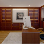 Thumbnail of http://Classic%20traditional%20home%20office%20featuring%20rich%20mahogany%20office%20desk%20with%20carved%20detailing%20as%20focal%20point,%20luxurious%20black%20leather%20office%20chair%20with%20tufted%20upholstery,%20elegant%20wooden%20wall%20panelling%20with%20vertical%20slat%20design%20creating%20sophisticated%20atmosphere,%20traditional%20office%20cabinets%20with%20wood%20construction%20for%20practical%20storage,%20wood%20bookcases%20with%20integrated%20shelving,%20classic%20office%20lighting%20fixtures%20with%20recessed%20ceiling%20lights,%20warm%20rich%20brown%20wood%20tones%20throughout%20space,%20white%20tray%20ceiling%20with%20stepped%20profile,%20large%20windows%20with%20white%20roller%20blinds%20allowing%20natural%20light,%20beige%20carpet%20flooring,%20framed%20wall%20art%20with%20matted%20presentation,%20vintage%20office%20accessories%20and%20decorative%20items,%20antique%20office%20furniture%20pieces,%20executive%20office%20feel,%20professional%20formal%20setting,%20timeless%20classic%20decor%20elements,%20oak%20wood%20finishes,%20luxury%20office%20furniture,%20scholarly%20touch%20with%20organized%20workspace,%20and%20traditional%20style%20interior%20in%20East%20Ham